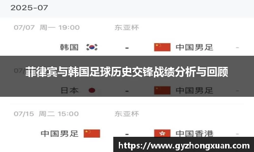 菲律宾与韩国足球历史交锋战绩分析与回顾
